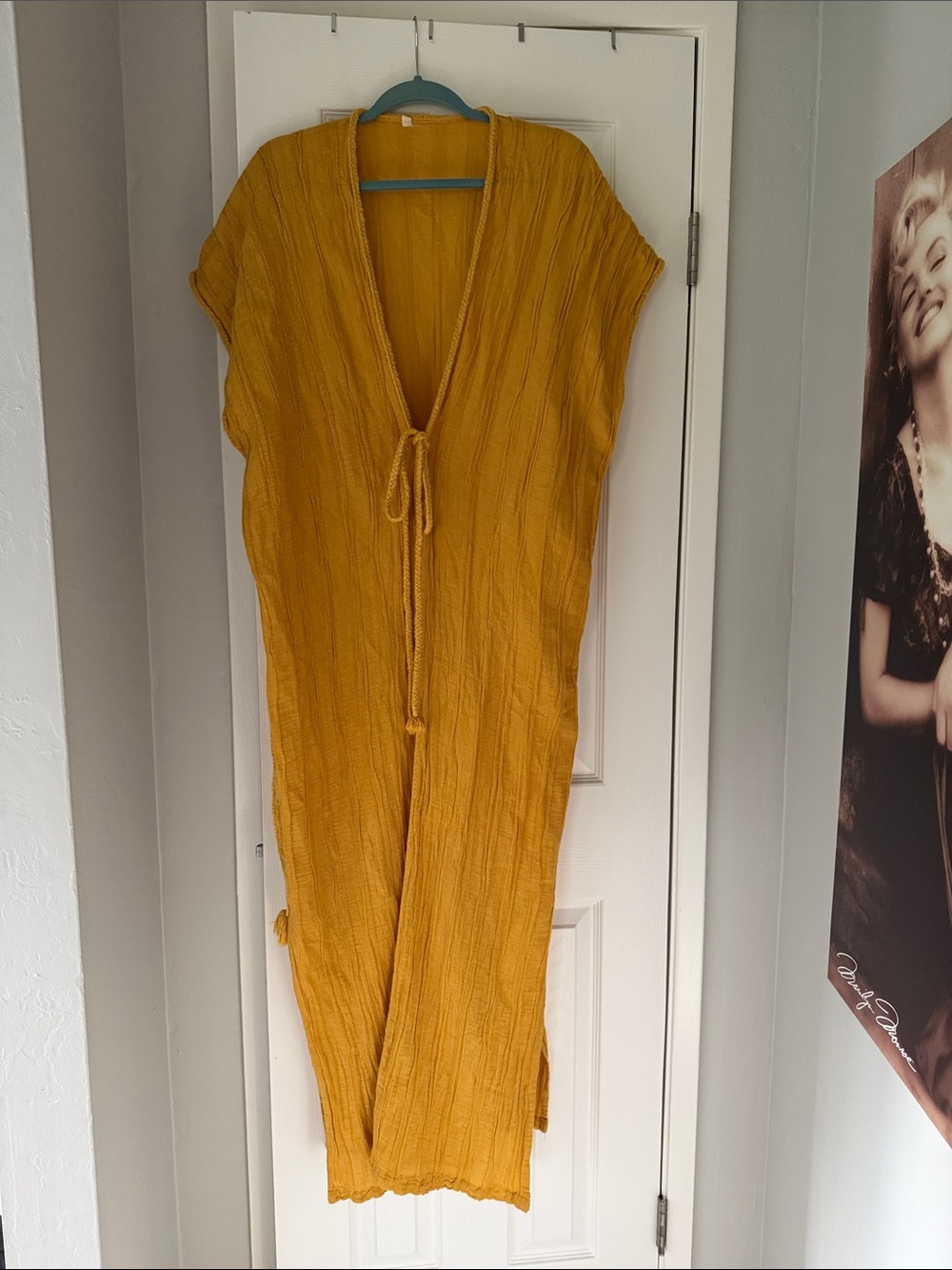 Mustard Yellow Tie-Front Women’s Maxi Turkish Robe 👘